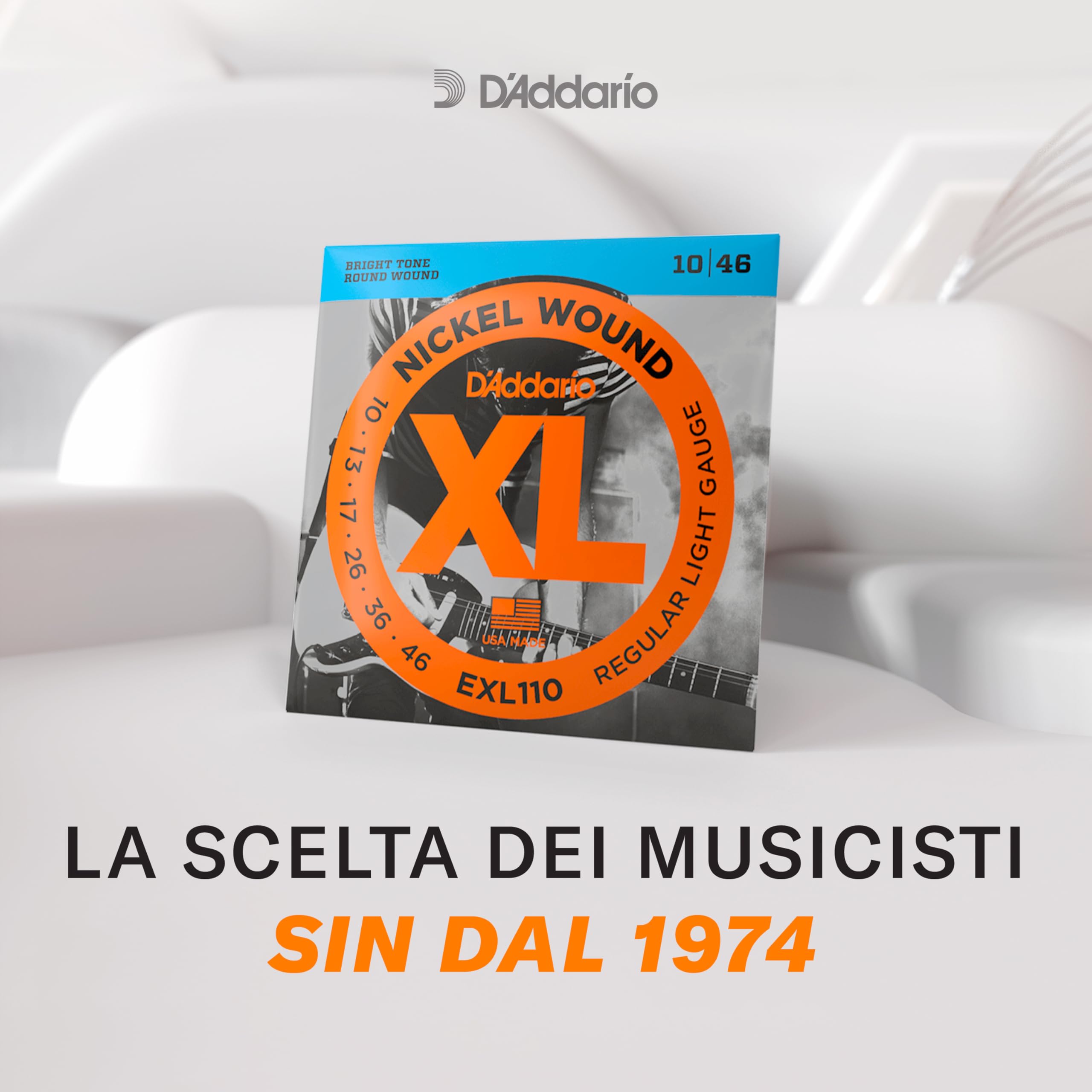 D'Addario EXL156 - Muta di corde placcate in nichel, avvolte in acciaio, per basso The Fender VI (intervalli di: .024-.084)