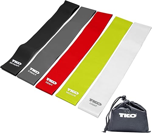 TKO Power Loop - Juego de 5 bandas de resistencia para ejercicio variado, incluyendo terapia física, estiramiento, entrenamiento de fuerza y