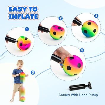INPODAK Balls for Toddlers 1-3, 5 Inches PVC Football, Small Rugby Ball for kids, Mini Basketball, Backyard Game Sport Balls Set for Indoor Outdoor Garden