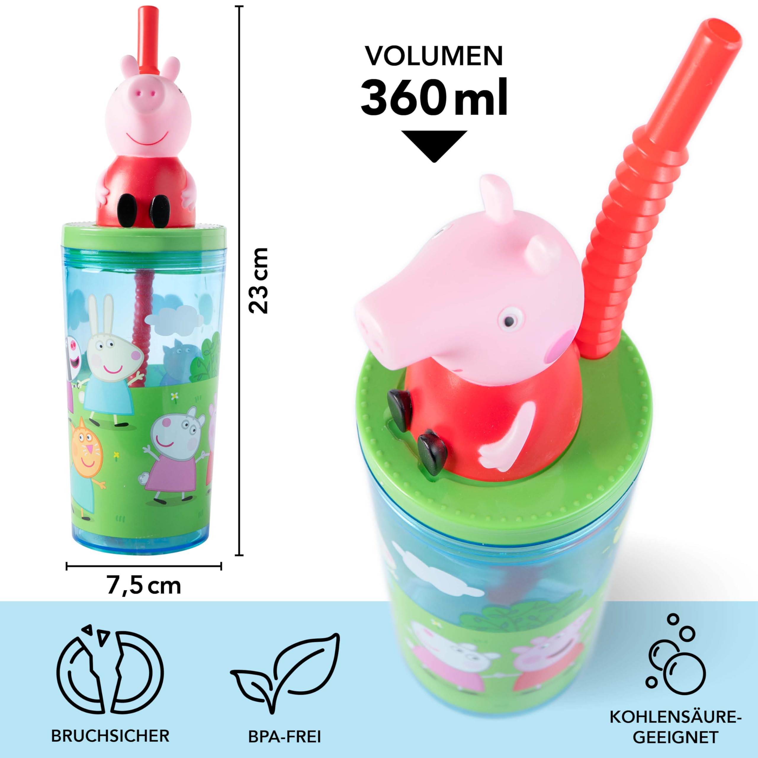 Peppa Pig 3D kubek do picia: SAN, PE, PCW, 360 ml, naklejka