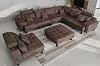 Stendmar L Shape U Shape Reversible Modern Microfiber Fabric Sectional Couch Sofa Set S150DBR Brown, Extra Large