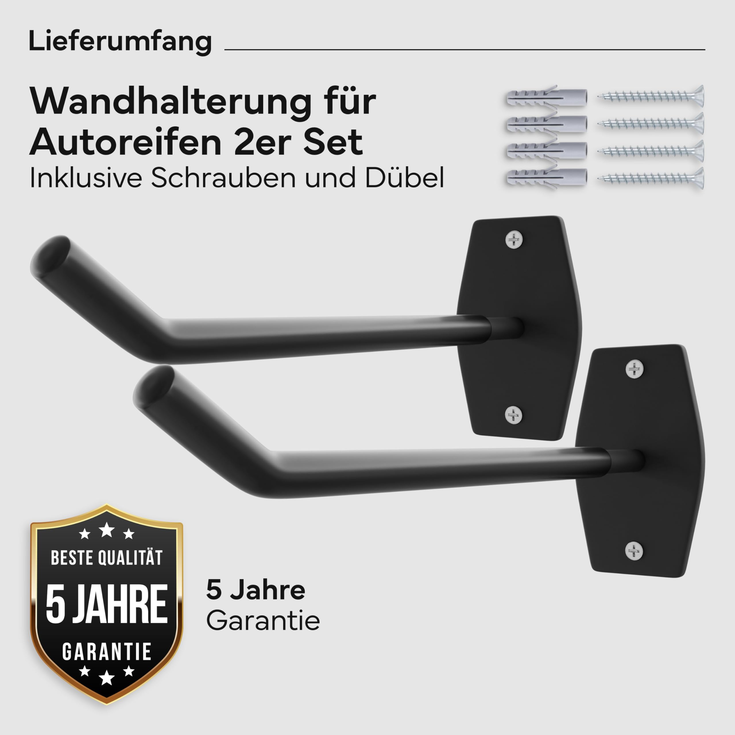 NEOLYMP Wandhalterung für Fitnessmatten mit Ösen 2er Set - Platzsparende Mattenaufhängung - gehärteter Stahl, gummiert inkl. Fischer Dübel - Halterung für Yogamatte, Gymnastikmatte, Sportmatte