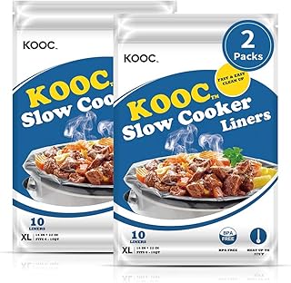 [NEW PACKAGE] KOOC Premium Disposable Slow Cooker Liners and Cooking Bags, Extra Large Size Fits 6QT to 10QT Crock Pot, 14