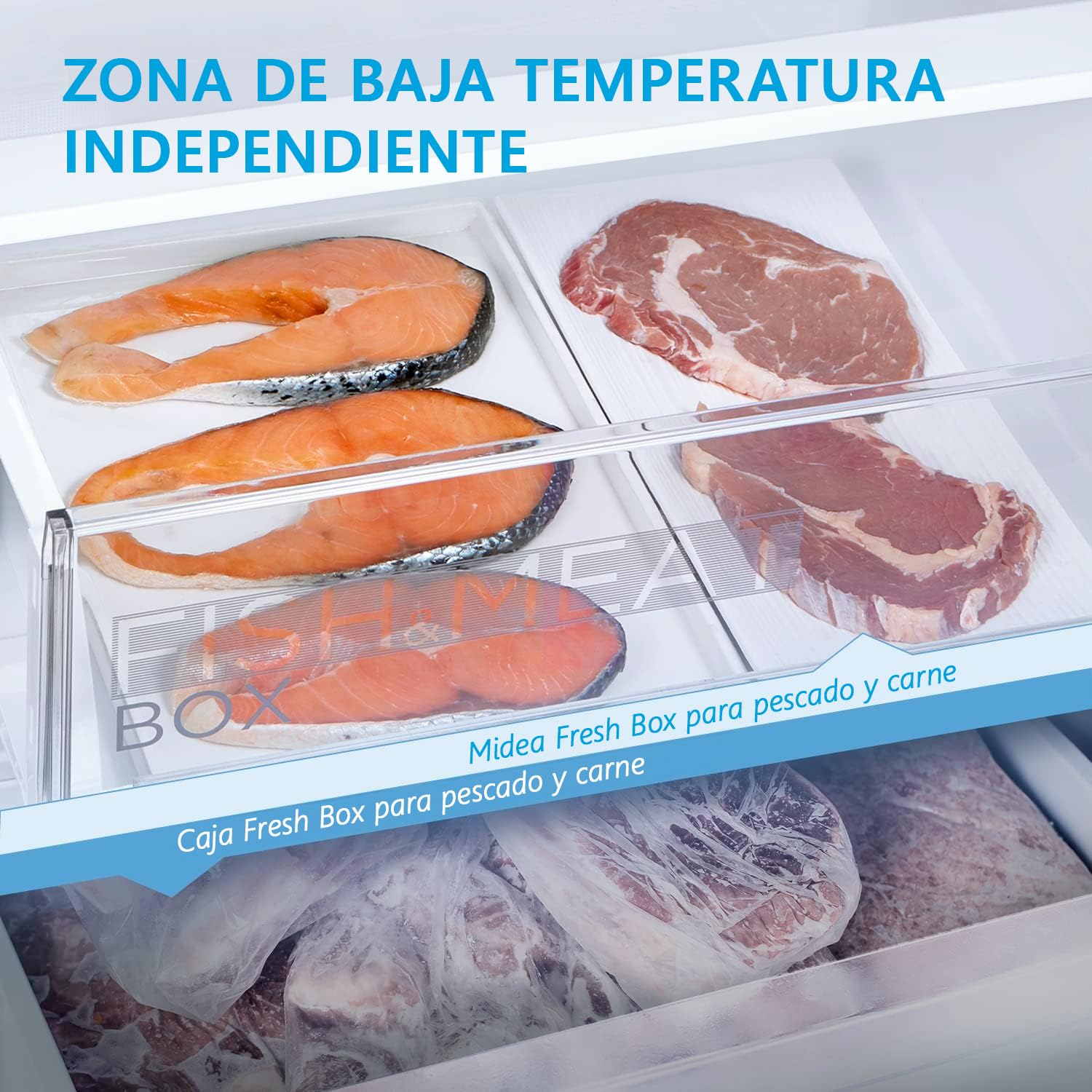 Midea Frigorífico Combi No Frost 59,5 cm ancho x 201 cm alto - Blanco - Nevera combi libre instalación 247 L + 83 L Congelador - Refrigerador de bajo consumo con congelador vertical No Frost