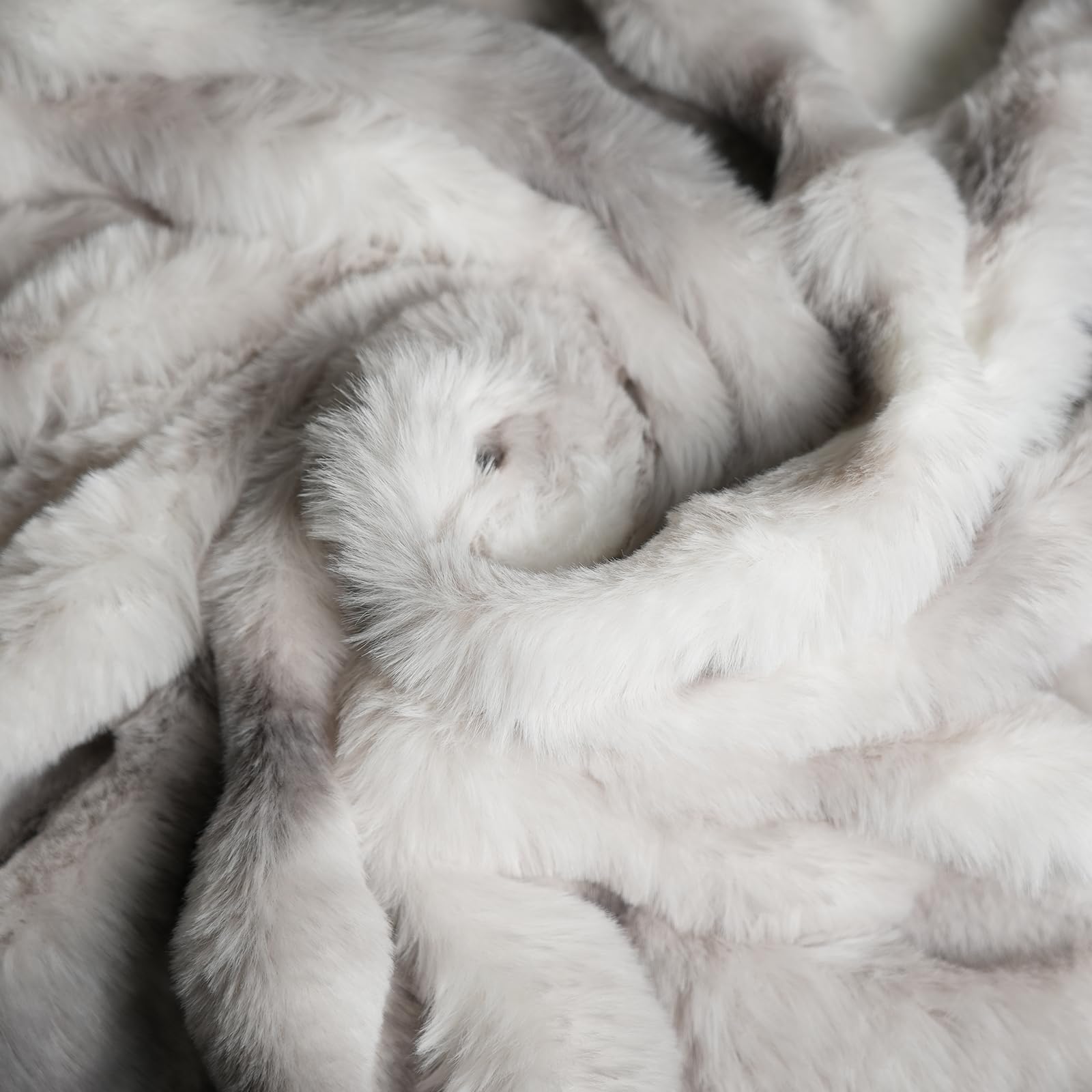 DREAMLANDING Manta reversible de lujo de piel sintética de conejo de peluche Sherpa, suave, cálida, cómoda y mullida para cama, sofá, decoración del hogar (gris tie-dye, 150 x 200 cm)