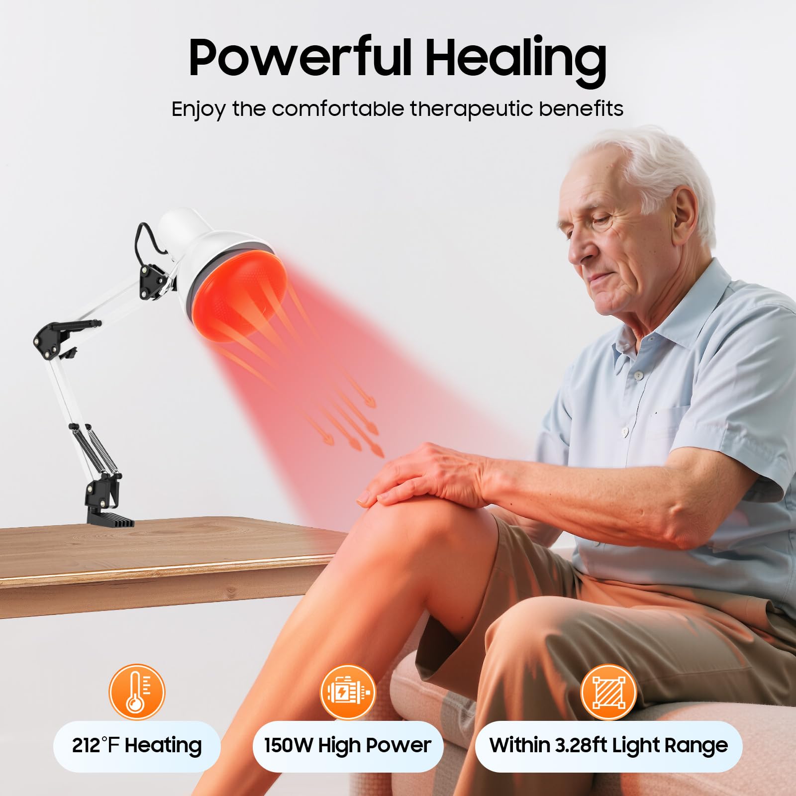 Lámpara Infrarroja de 150W de Luz Roja para Terapia y Fisioterapia - Calor para Aliviar el Dolor Muscular y Articular, Uso Doméstico