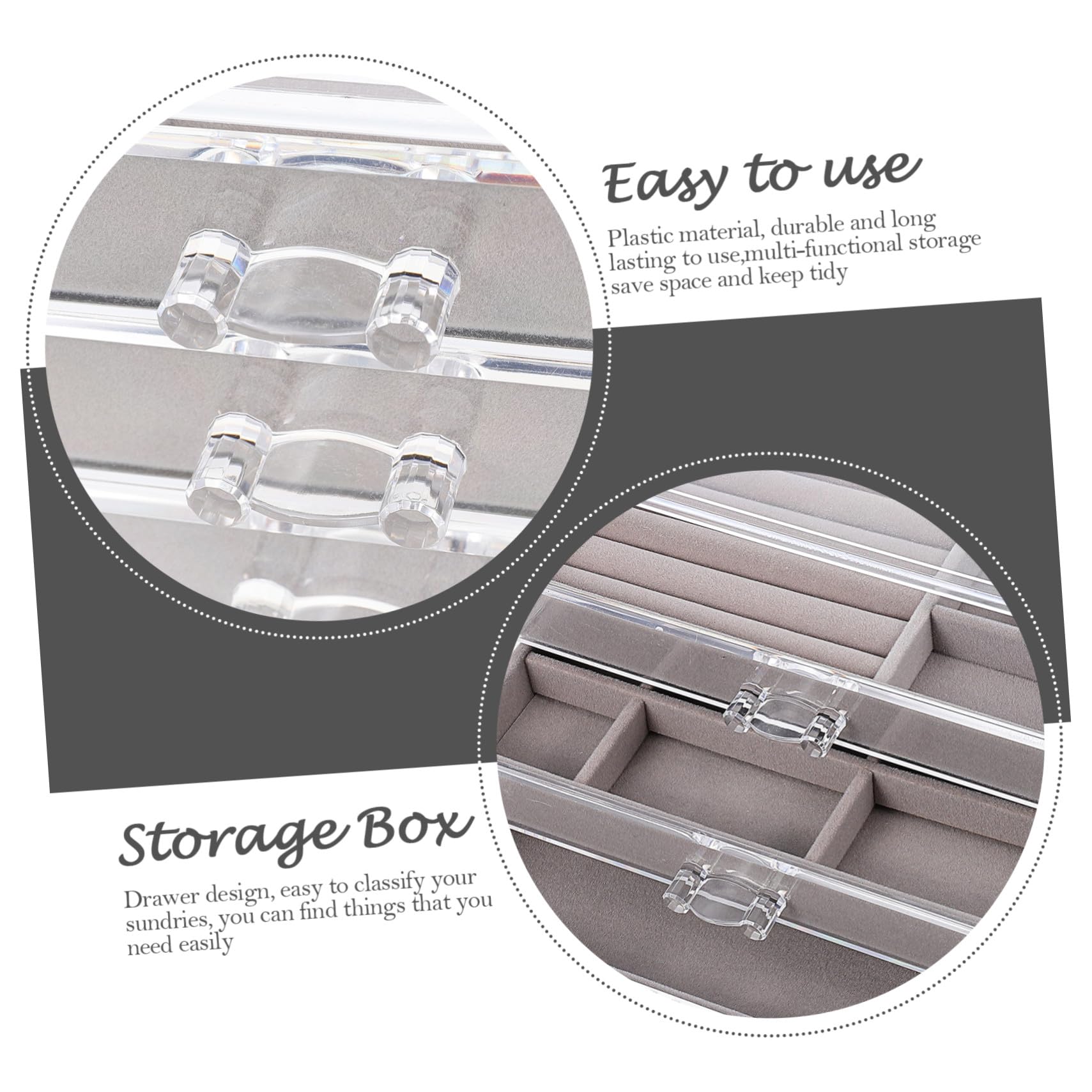 FRCOLOR Scatola Organizer per Gioielli da Armadio Multiuso 3 Cassetti Divisori in Plastica Salvaspazio per Piccoli Oggetti e Accessori in Camera da Letto