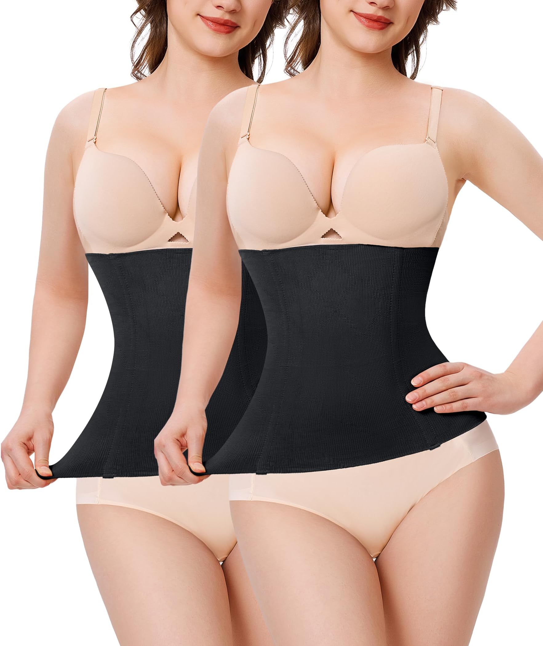 Nebility 2 Pack Waist Trainer for Women Shapewear Tummy Control Faja Body Shaper Waist Cincher Girdles Corset Shapewear