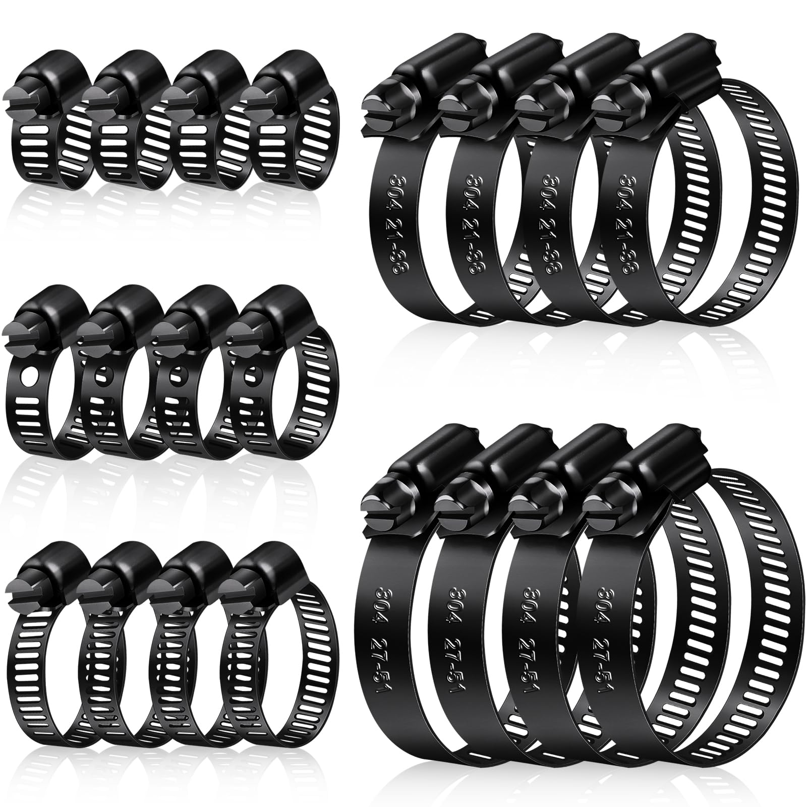 Set Di 166 Fascette Stringitubo A Molla In Acciaio Nero | Diametri 6-25 Mm | Pinza Piatta Girevole Inclusa | Per Tubi Carburante E Vuoto | DIOZZHI
