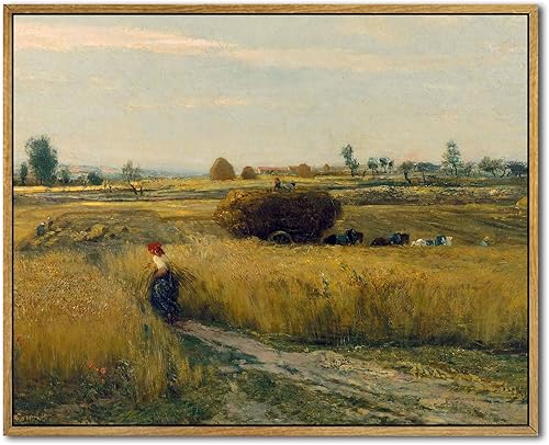 Miniatura 42 de Lienzo de paisaje de granja, arte de pared retro de paisaje natural, marco de bosque, pósteres de campo vintage, pintura de bosque verde, cuadros de