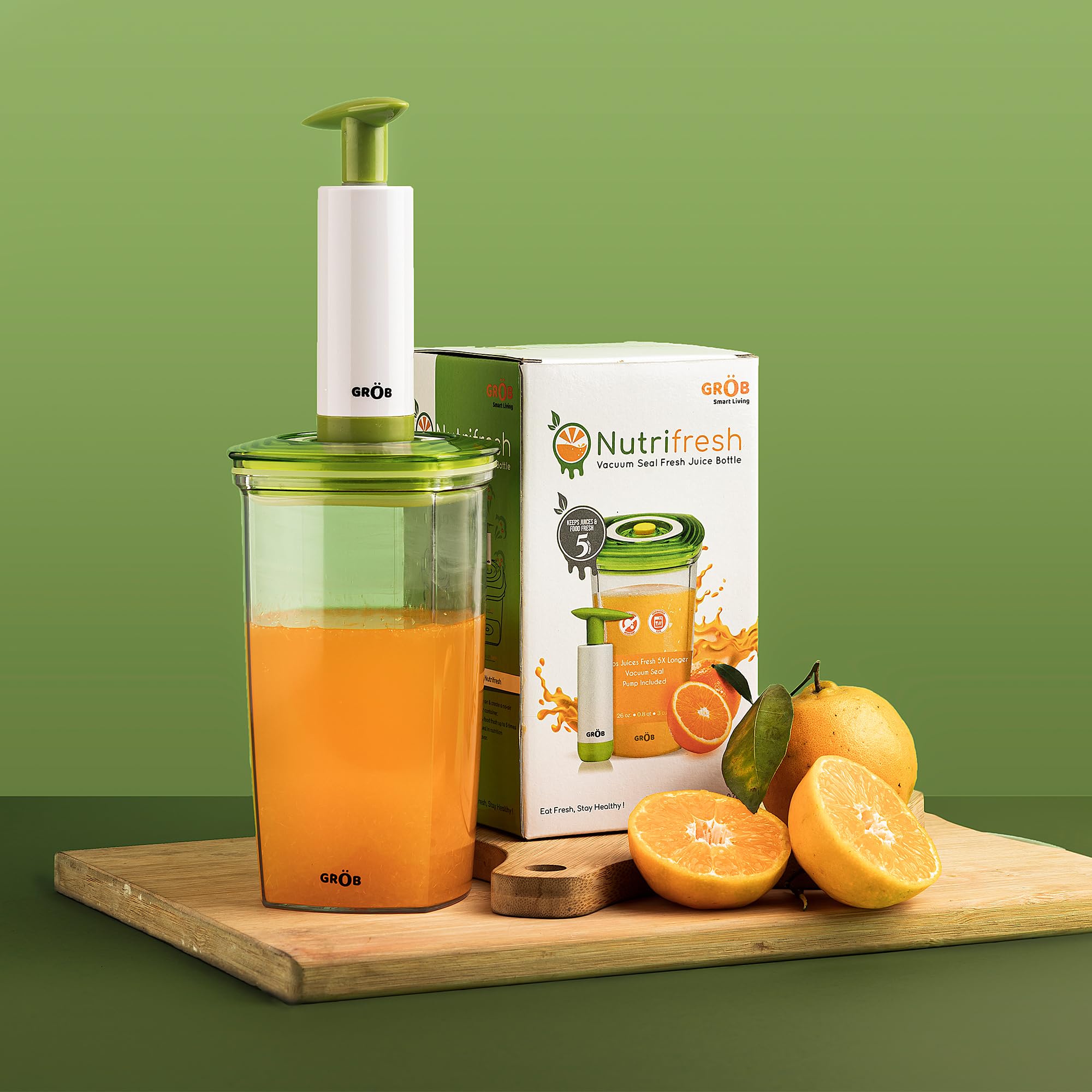 Nutrifresh Storage Juice Jar with Vacuum Pump | Vacuuming Storage Jar & Pump | Food preservation storage jar with Date Reminder on Lid | Smart Living Product