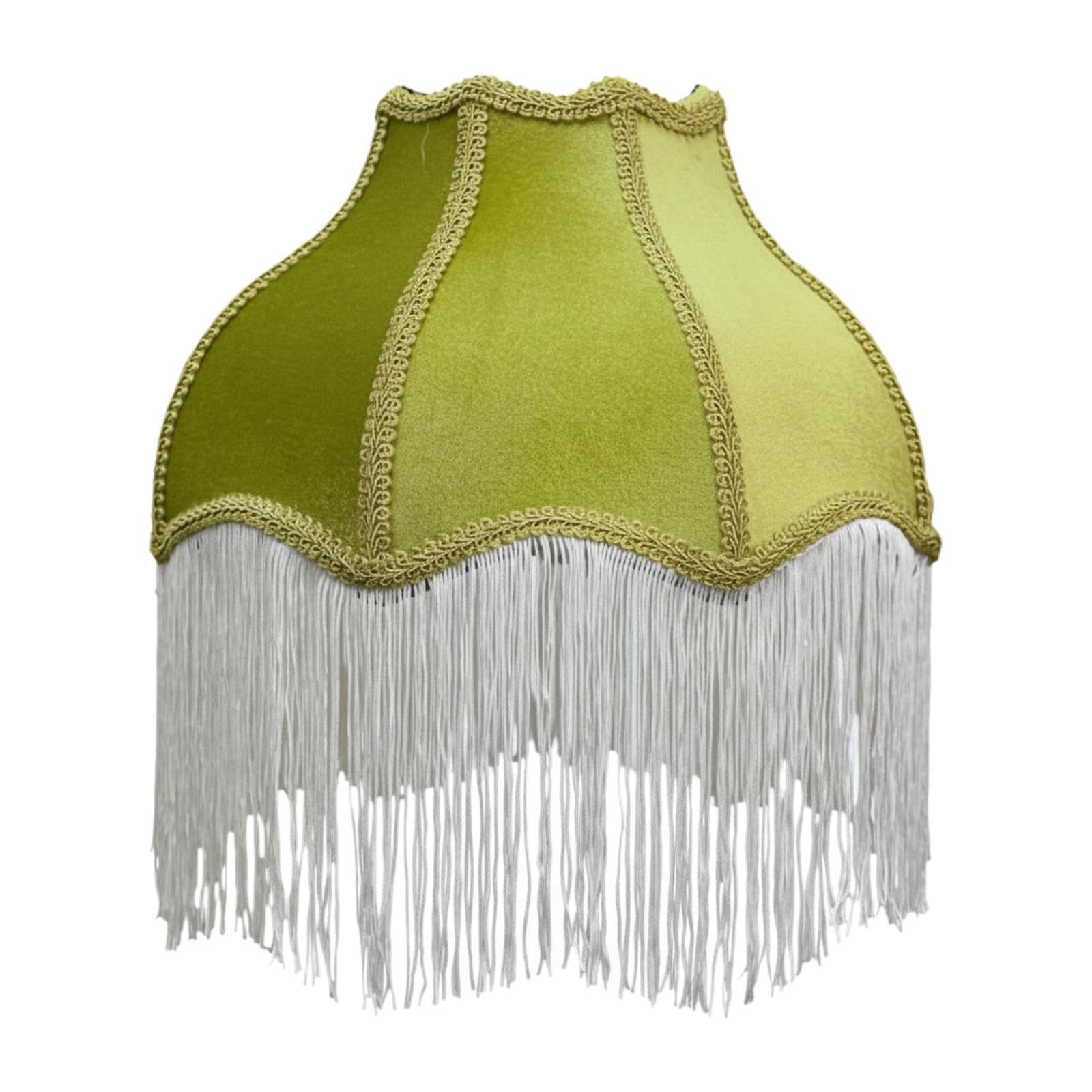 F Fityle Velvet Lamp Shade Scallop Lampshade Decorative Cover for Home Table Lamp Floor Lamp Bedroom Living Room Office Lighting Accessory Soft Elegant, Green White