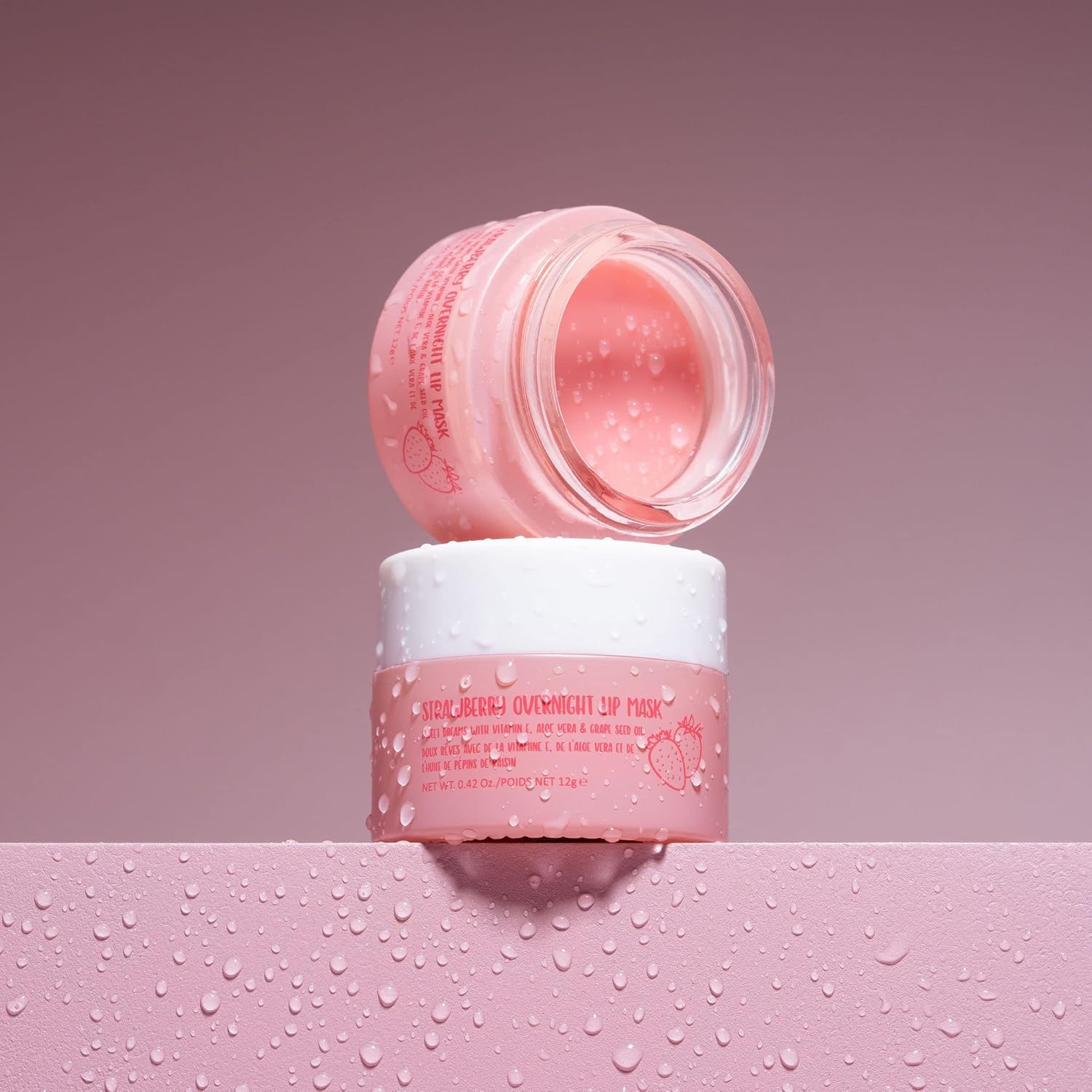 W7 Maschera Labbra Notte Sweet Dreams alla Fragola - Vitamina E, Aloe Vera e Olio di Semi d'Uva - Per labbra idratate, carnose e irresistibili