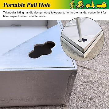 LZMZMQ Manhole Cover Stainless Steel for Yard/Driveway/Pavement Block Paving, Recessed Metal Inspection Cover, Custom Square Invisible Septic Tank Lid and Frame, with Pull Hole(30x30cm/11.8x11.8in)