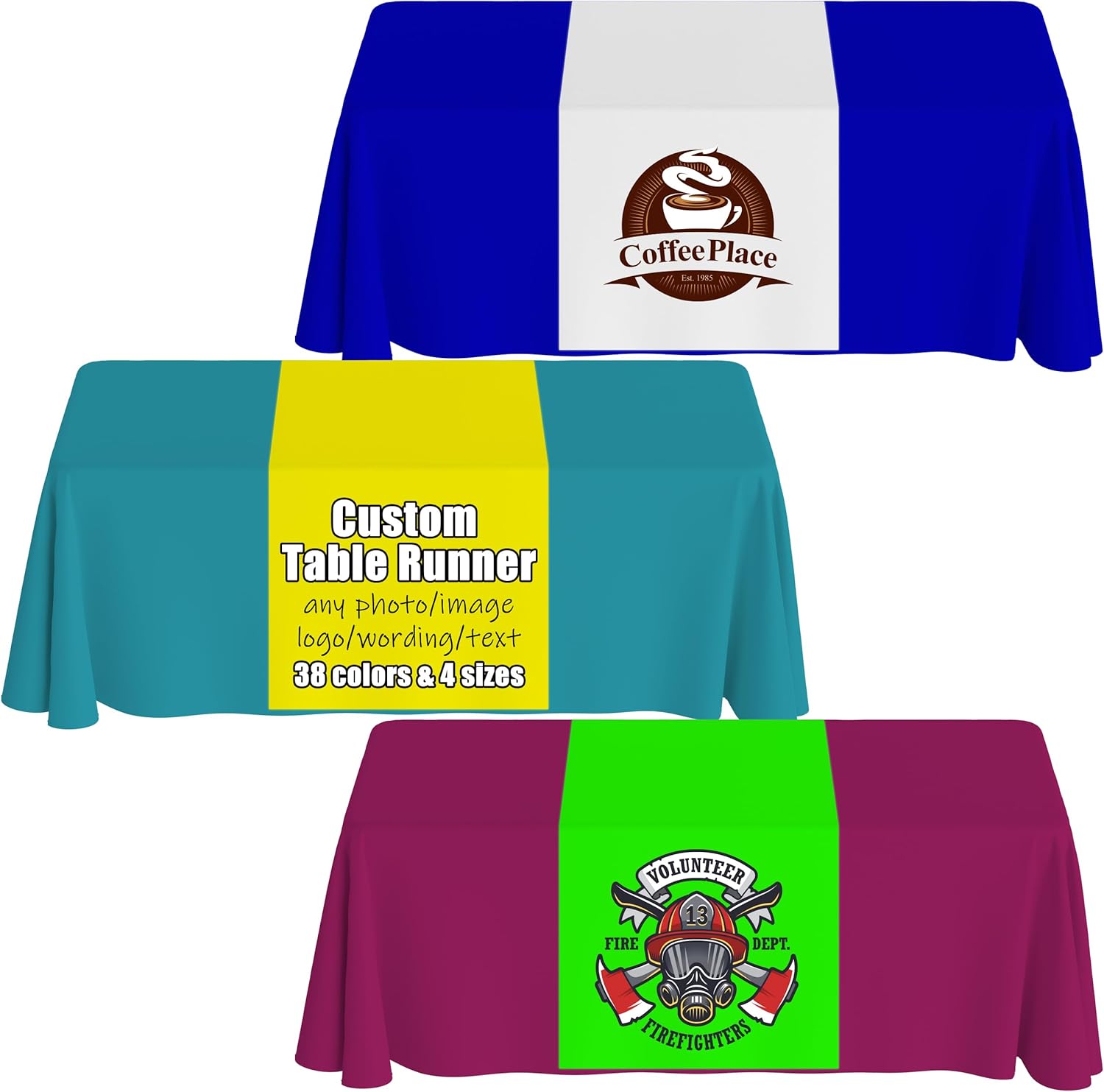 Custom Table Runner with Business Logo Design Your Own Personalized Tablecloths Suitable for Birthday Party Wedding Holiday Decoration, Custom, 36"x72"