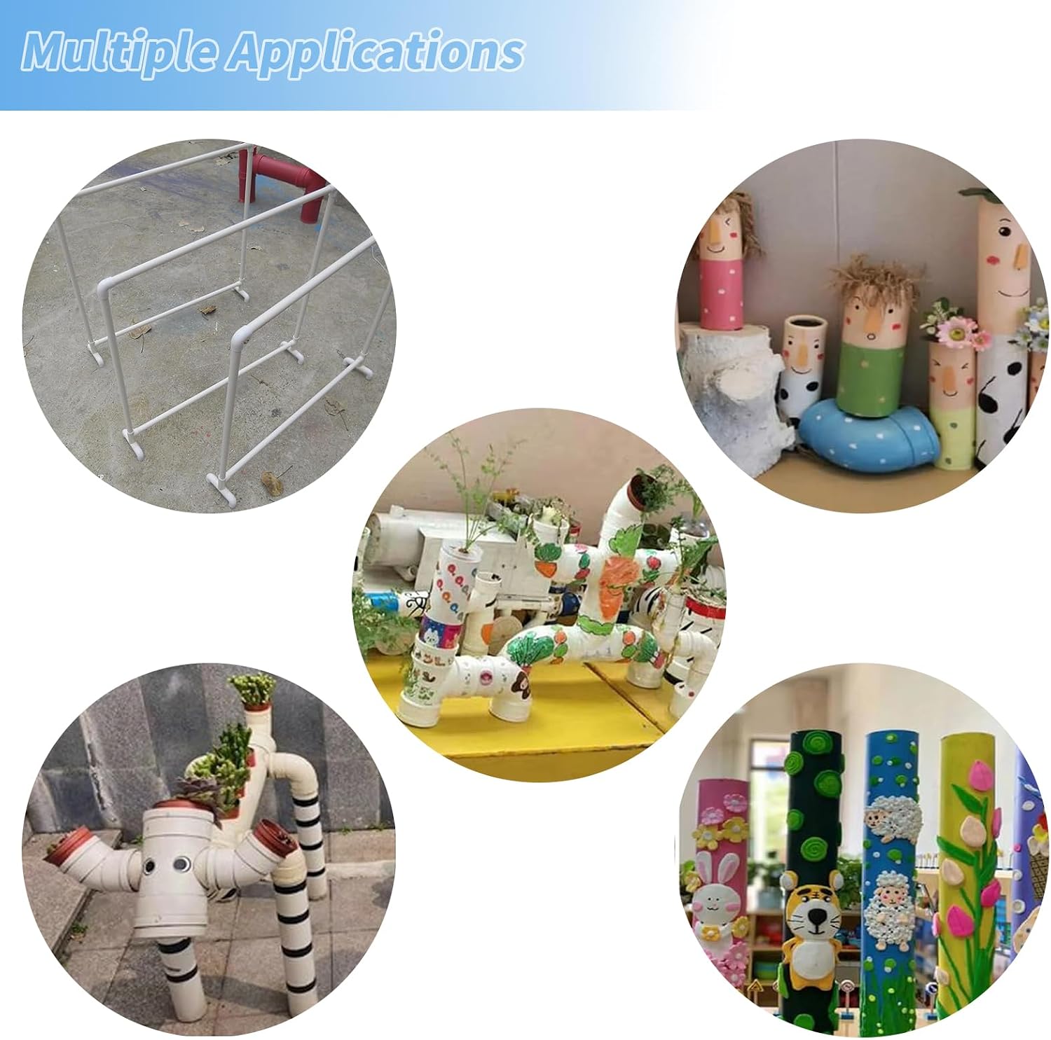 LESSO 6PCS 1" PVC Pipes 16“L, SCH40 PVC Industrial Pipes DIY Projects Set for Home, Greenhouse, Garden, Farm, Workshop, Spring,Summer, 16"L x 6 Pack