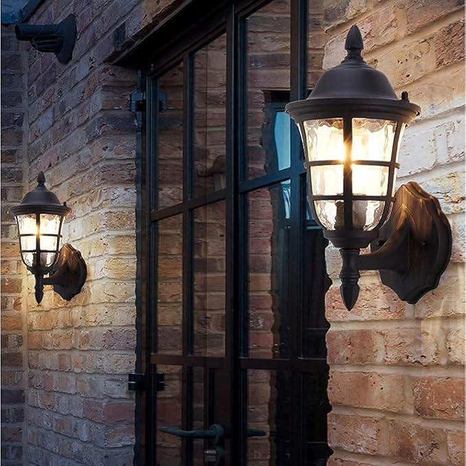 NZDY Rustic Rustic Wall Lamp Old Outdoor Glass Lantern Retro Waterproof Wall Lamp Rainproof Exterior Villa Garden Porch Apply E27 Landscape Lighting P Wall Lamp photo 2