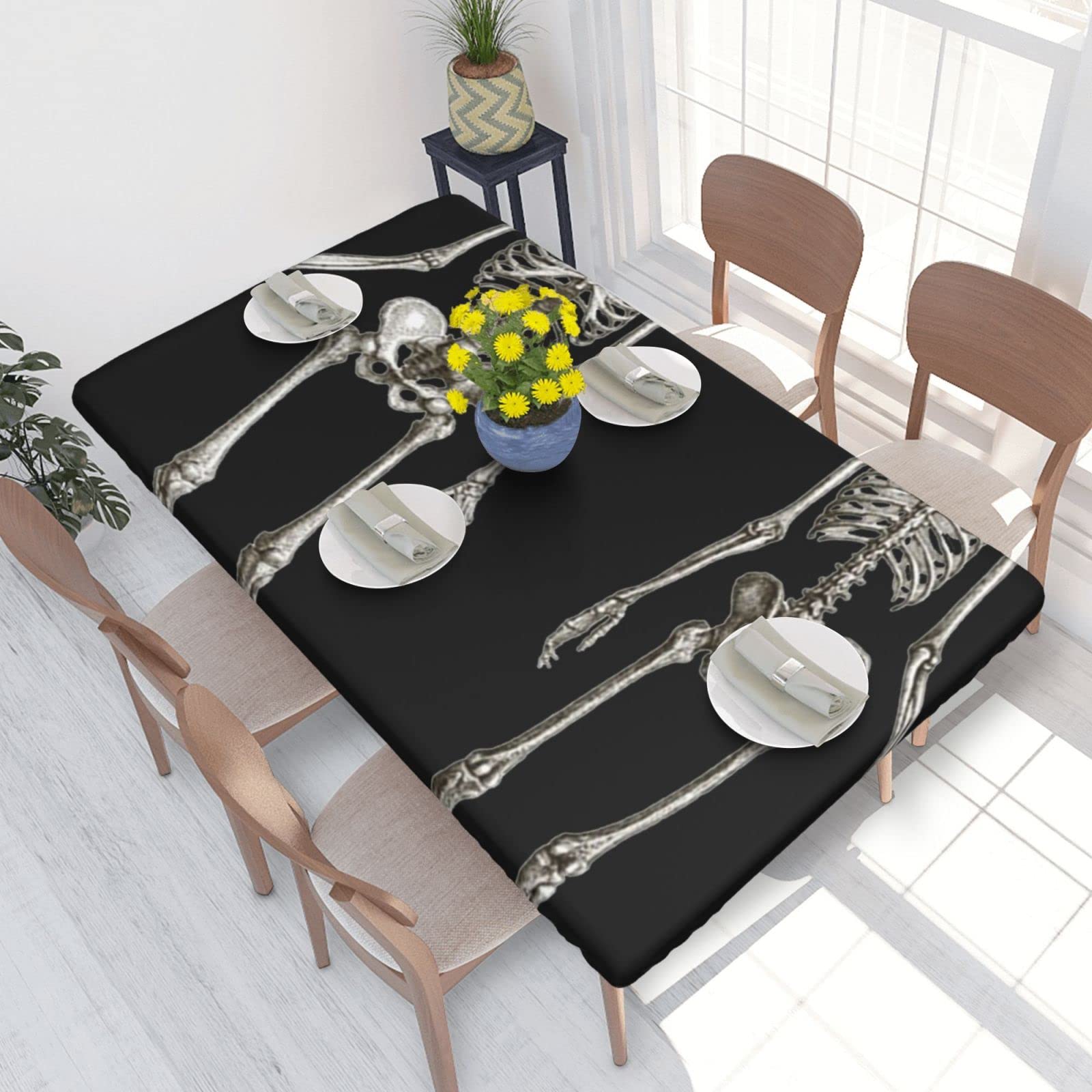 BNVSADC Human Skeleton Printed 4FT Tablecloth 122x76 CM Polyester Kitchen Water Resistant Table Cloth Dining Table Decoration Table Covers