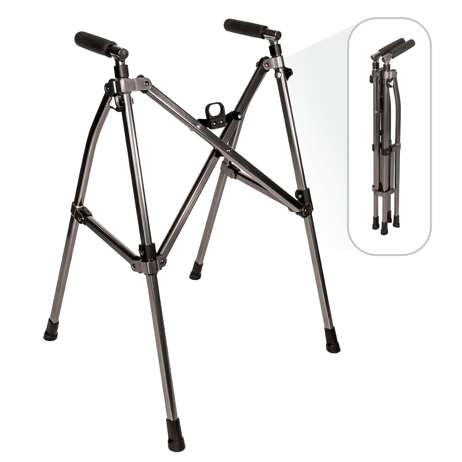 Stander Wonder Walker Lite, Lightweight Folding Mobility Aid for Adults, Seniors, and Elderly, Collapsible Travel Assistant with Rubber Feet for Support, Black Walnut