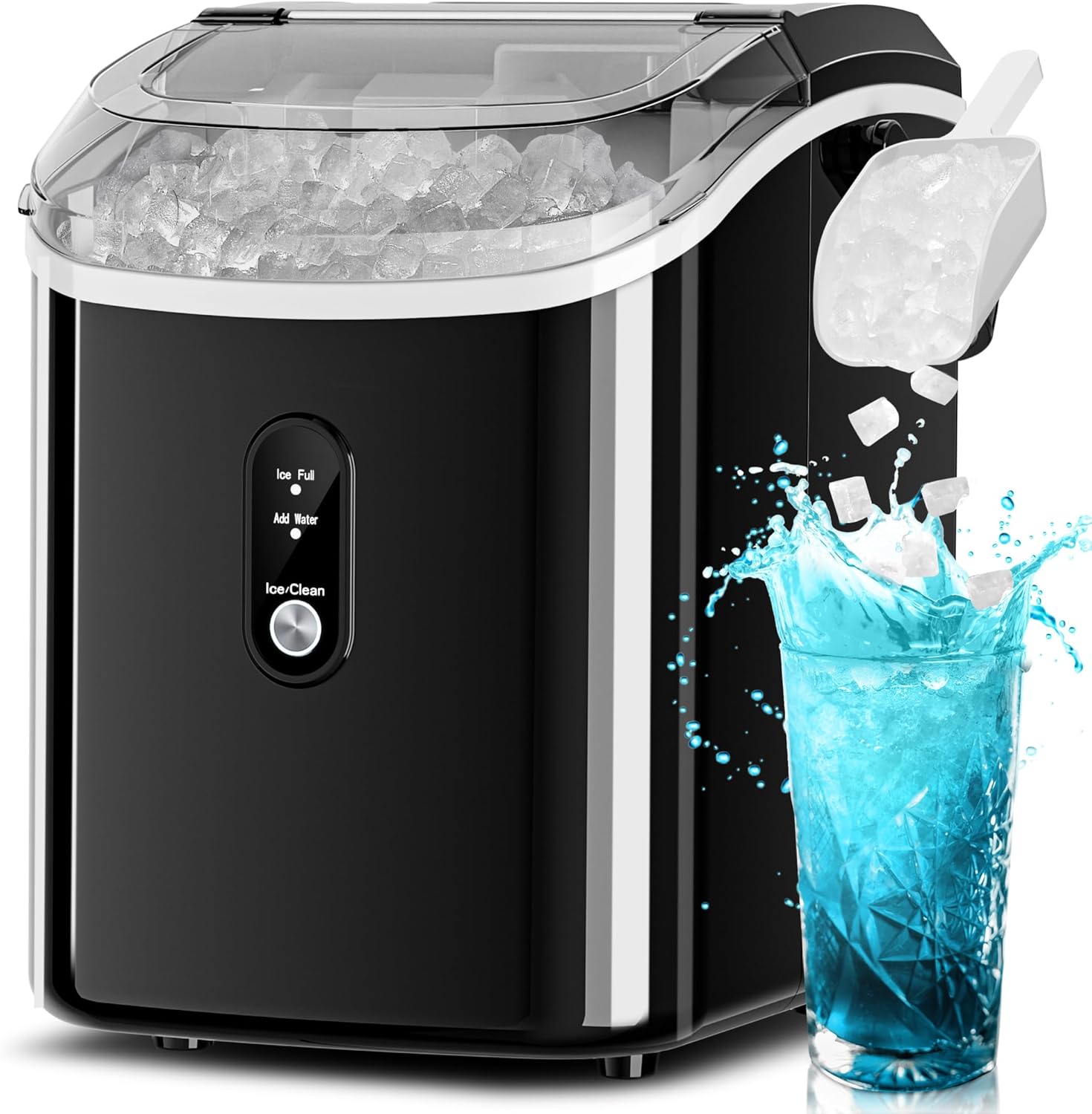 Nugget countertop ice maker with self-cleaning function