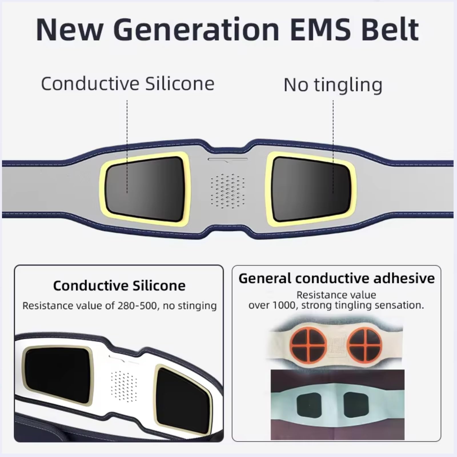 Beheizter EMS-Bauchmuskelstimulator – 3 Modi & 16-stufig einstellbarer Bauchmuskeltrainer mit Digitalanzeige, 110 cm (43,3 Zoll) langer Muskelaufbaugürtel für Bauchfettverbrennung,Körperformung