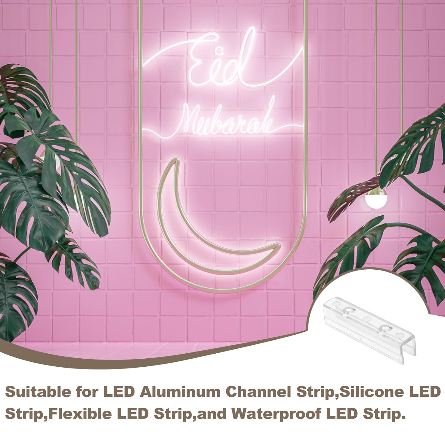 PATIKIL LED Strip Light Clips, 48pcs Mounting Bracket Fixing Clips Plastic Clamp Holders with 304 Stainless Steel Screws for 8mm Width Neon RGB Light Cable Ribbon, Two Hole