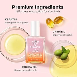 modelones Nail Strengthener Glitter Pink Nail Polish Nail Repair for Damaged Nails Hardener and Growth Polish Nail Care Gifts for Women Nail Strengthening Polish 15ml