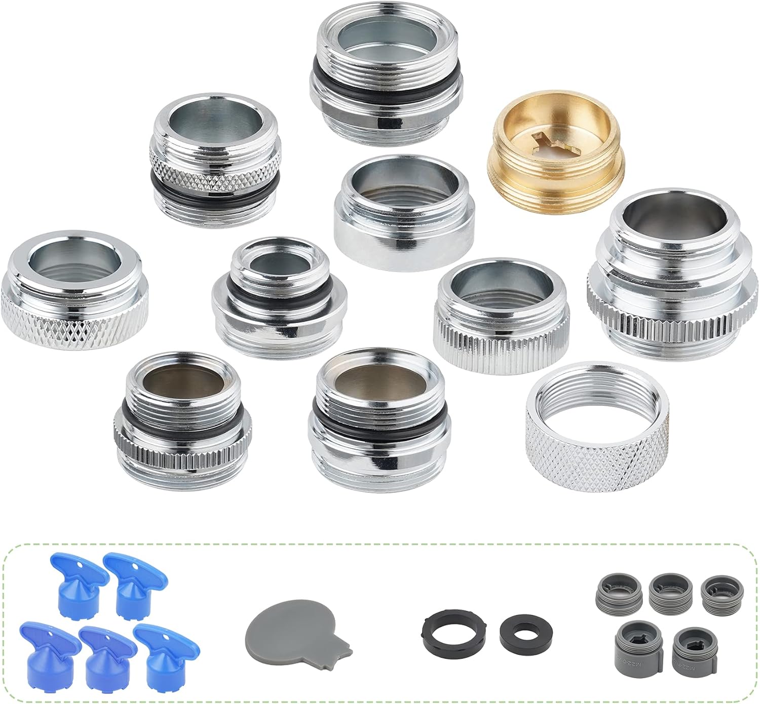 Buy 11 PCS Faucet Adapter Kit, Brass Aerator Adapter Set Male Female