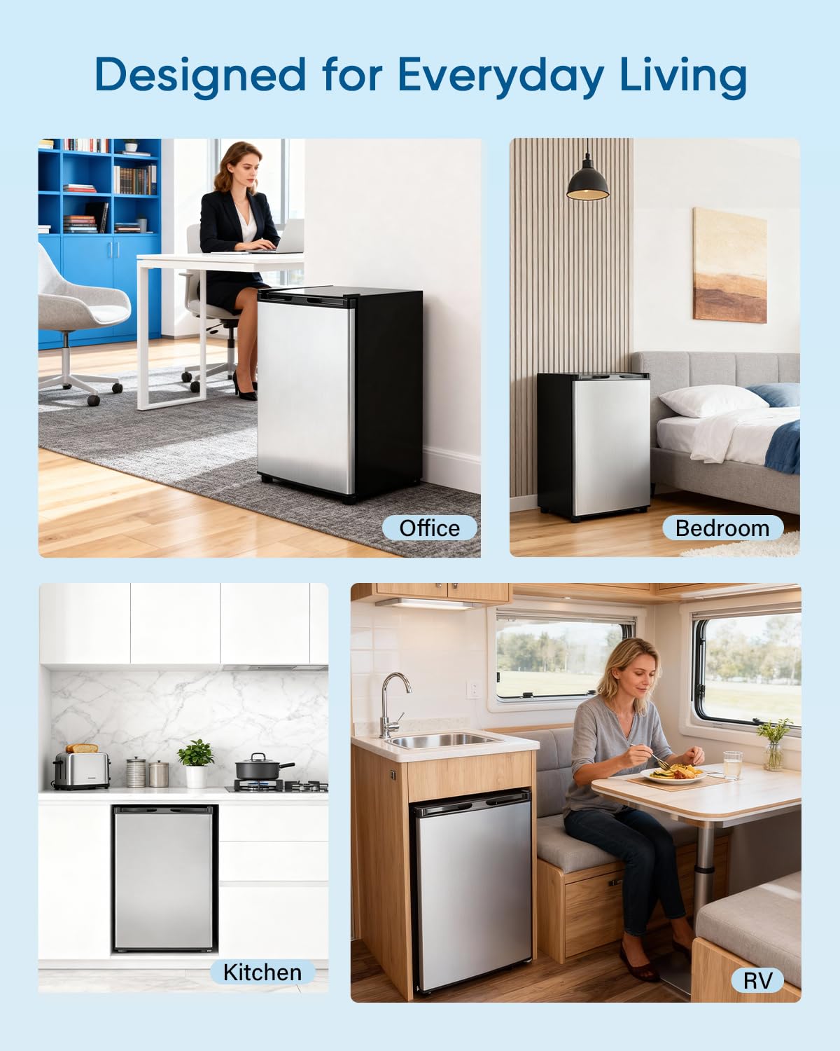 Feelfunn Congelador vertical de 3.0 pies cúbicos - Mini congelador compacto con termostato ajustable de 7 niveles, estantes removibles, puerta individual reversible, congelador pequeño de