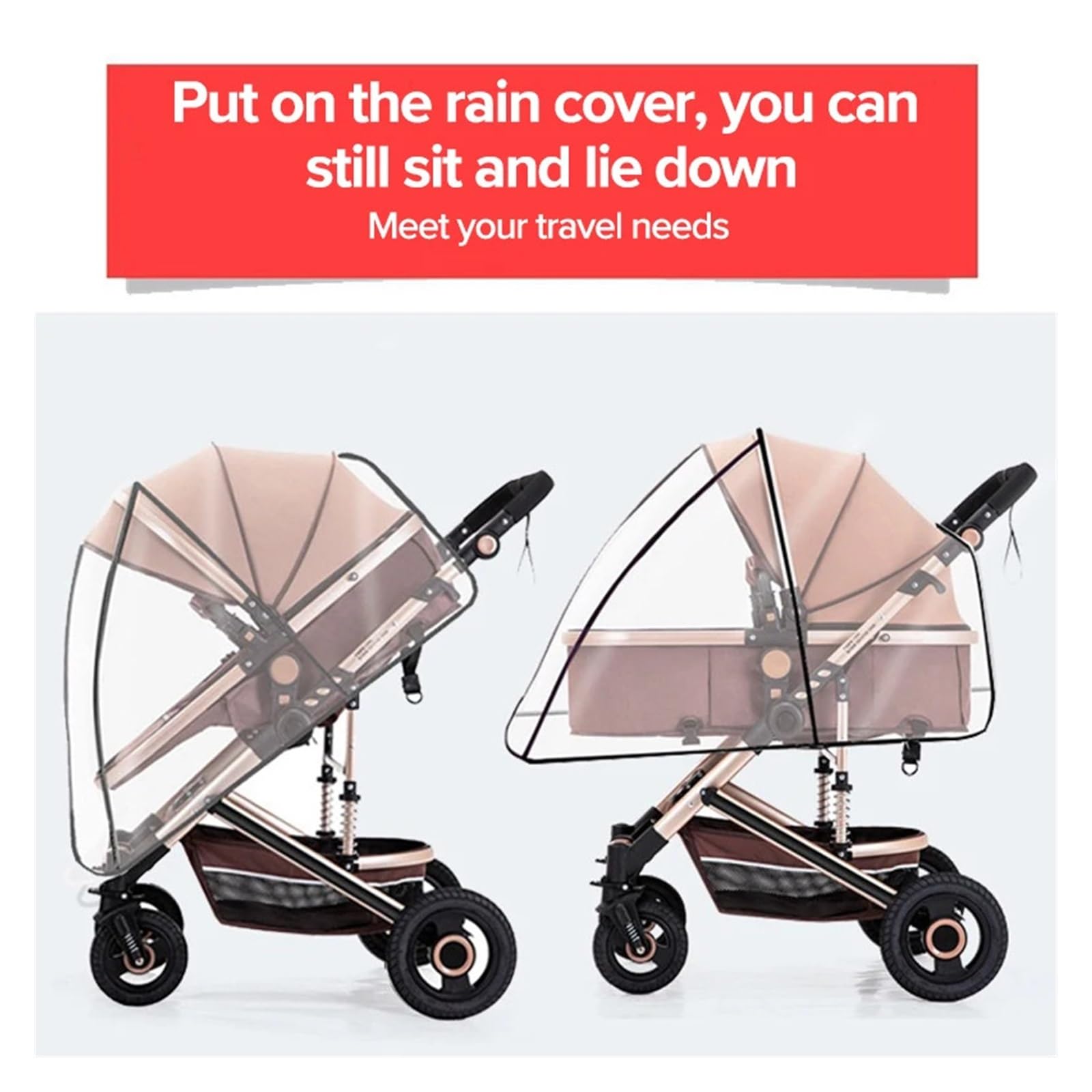 Kinderwagen Regenschutz Universal wasserdichte Kinderwagen Regenschutz Kinderwagen Zubehör Transparent Wind Staub Schild Reißverschluss Öffnen for Kinderwagen Regenmantel(Zipper Eva raincover)