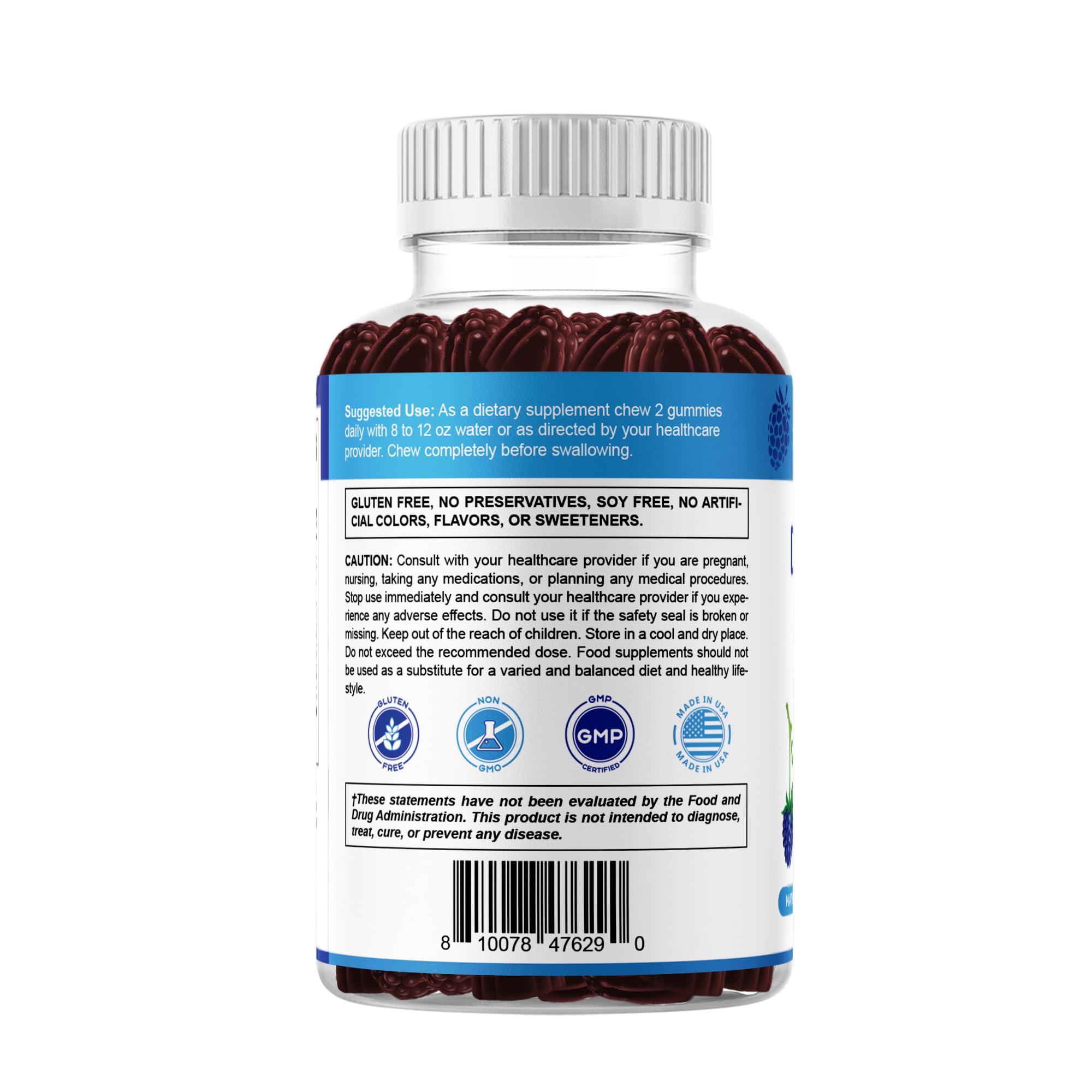 Vitamatic Vitamin D3 + B12 Gummies Made with Folate & Vitamin B6 - Natural Blue Raspberry Flavor – 60 Gummies – Made in the USA — Amazon image 9