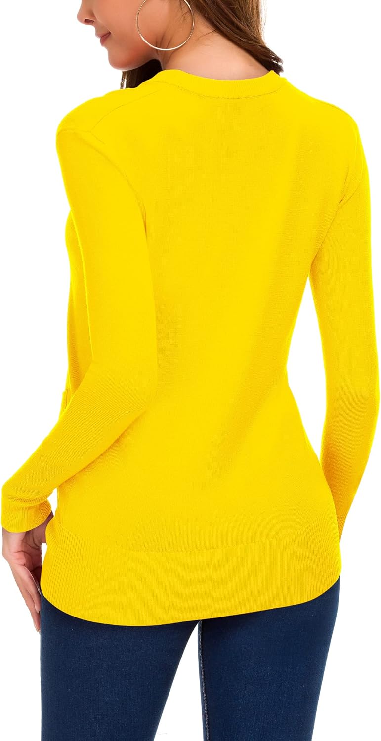 EXCHIC Women's Lightweight Long Sleeve Cardigan Sweaters Classic Button Open Front Knit Sweater with Pockets - Image 7