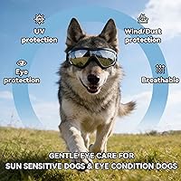 Vista 5 de Gafas de sol para perros de raza mediana a grande, protección ocular anti-UV con correas ajustables, color plateado
