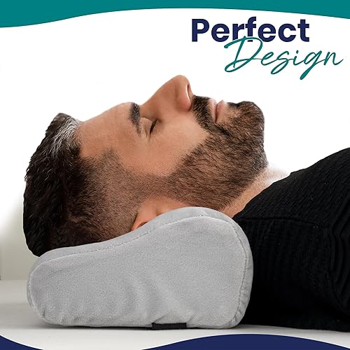 Miniatura 3 de Almohada para reposacabezas de espuma viscoelástica para sillón reclinable, almohada cervical en forma de B con correa estabilizadora, respaldo
