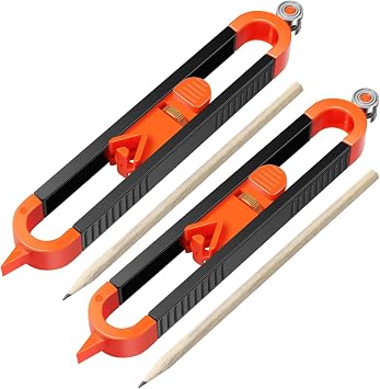 1Pc/2Pcs Precise Contour Scribe Tool, Adjustable Contour Gauge Scribe Tool with Pencils, Contour Measuring Tool with Adjustable Lock, Irregular Shape Duplicator for Woodworking Construction 2