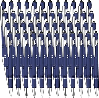 50 Pcs Black Inkling Ballpoint Pen with Stylus 2 in 1 Ballpoint Pen for Touch Screens, 2 in 1 Thank You Pen Gift for Colleagues, Coworker, Office (Navy Blue)