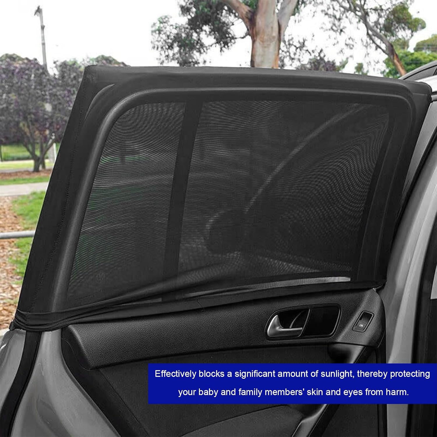 4 PCS Car Window Shades, Breathable Mesh Vehicle Front Rear Side Windows Sunshade Curtain for UV Protection, Stretchy Heat Block Window Screen Covers for Most SUVs
