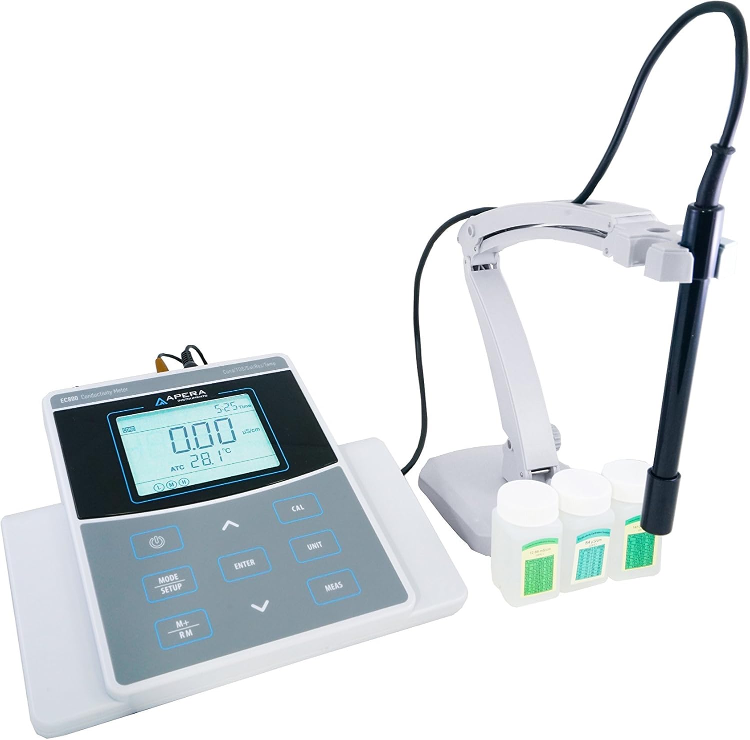 Apera Instruments AI522 EC800 Laboratory Benchtop Conductivity/TDS/Salinity/Resistivity/Temp. Meter Kit, 1% F.S Accuracy, GLP Data Management (USB output), Plastic/Glass Apera Instruments AI522 EC800 Laboratory Benchtop Conductivity/TDS/Salinity/Resistivity/Temp. Meter Kit, 1% F.S Accuracy, GLP Data Management (USB output), Plastic/Glass