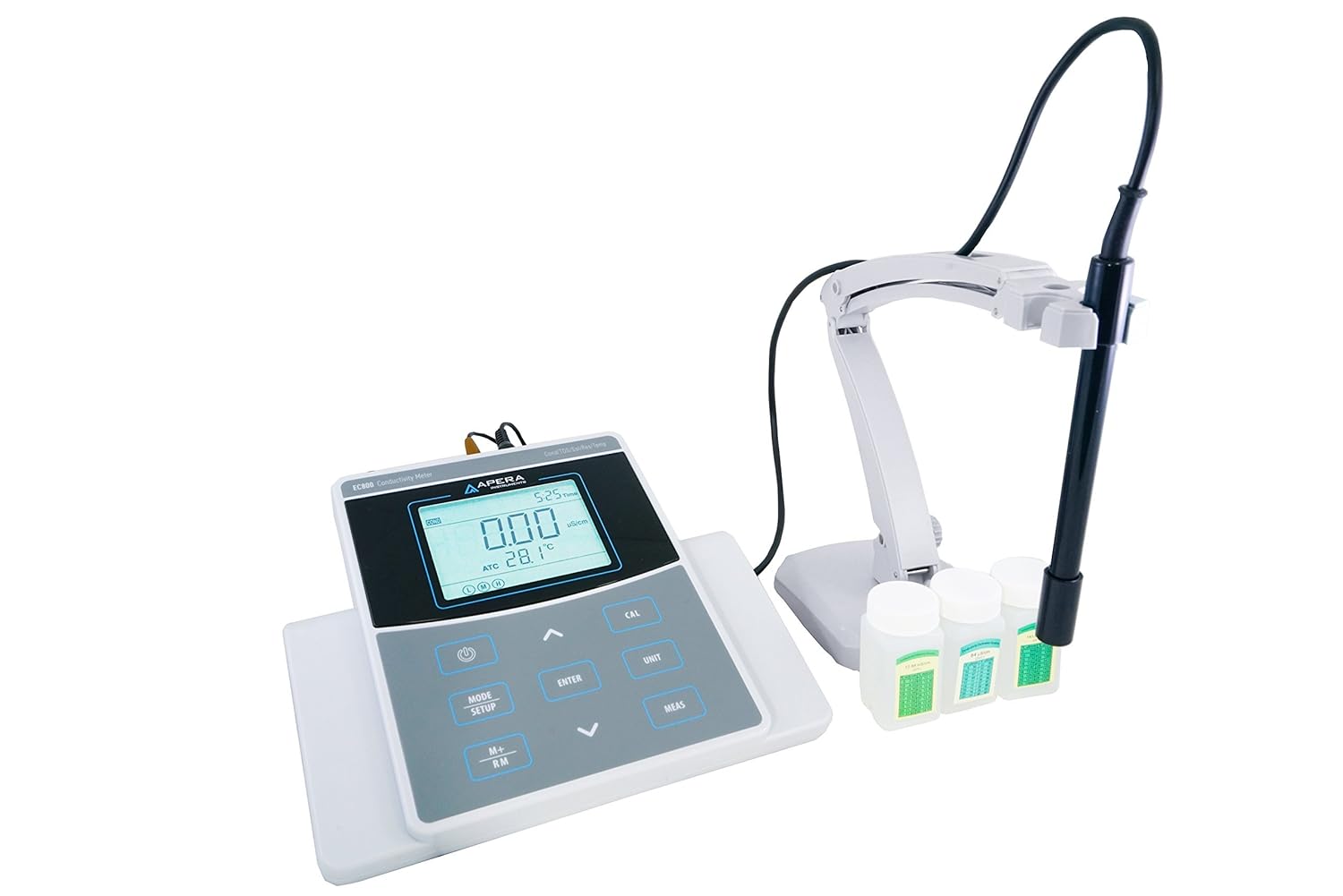 Apera Instruments AI522 EC800 Laboratory Benchtop Conductivity/TDS/Salinity/Resistivity/Temp. Meter Kit, 1% F.S Accuracy, GLP Data Management (USB output), Plastic/Glass