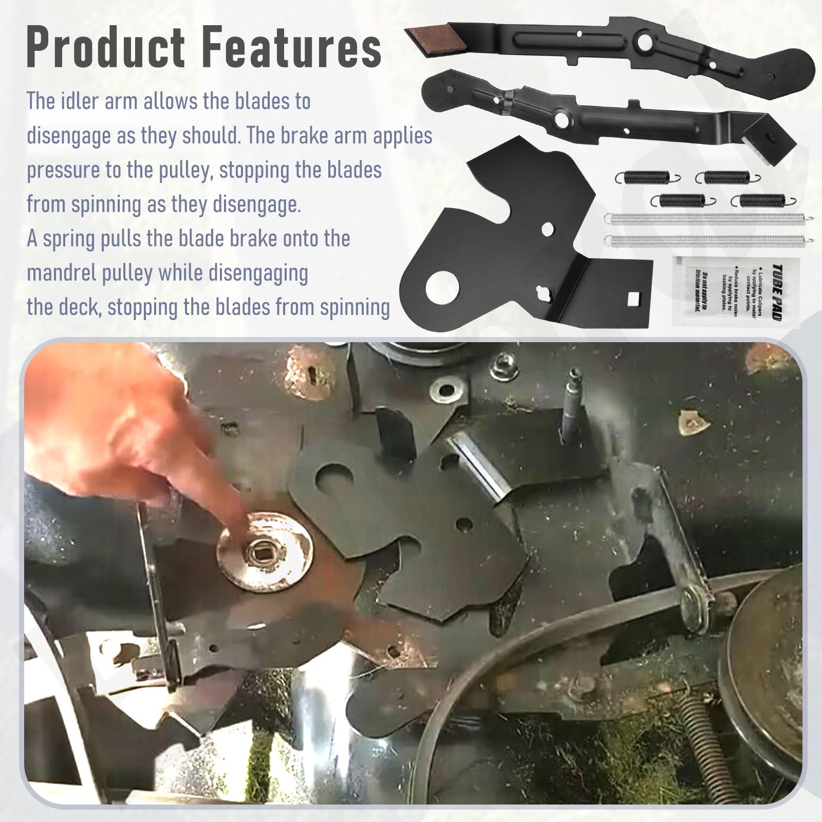 Fennoral Kit de leva de rodillo de soporte de brazo 532151785 para cortacésped Husqvarna Craftsman de 42 pulgadas, cubierta 532151785 184907 131335 155046 (532151785)