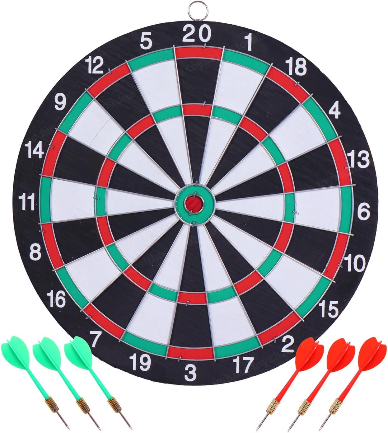 Toyshine Wooden Double Sided 12 inch Dart Board Family Game Set with 4 Steel Tip Needle for Kids and Adults (SSTP) - B