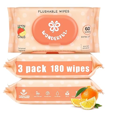 Miniatura 10 de Toallitas desechables WONDERFUL, Toallitas húmedas 100% a base de plantas con sabor a limón cítrico para adultos y niños, seguras para