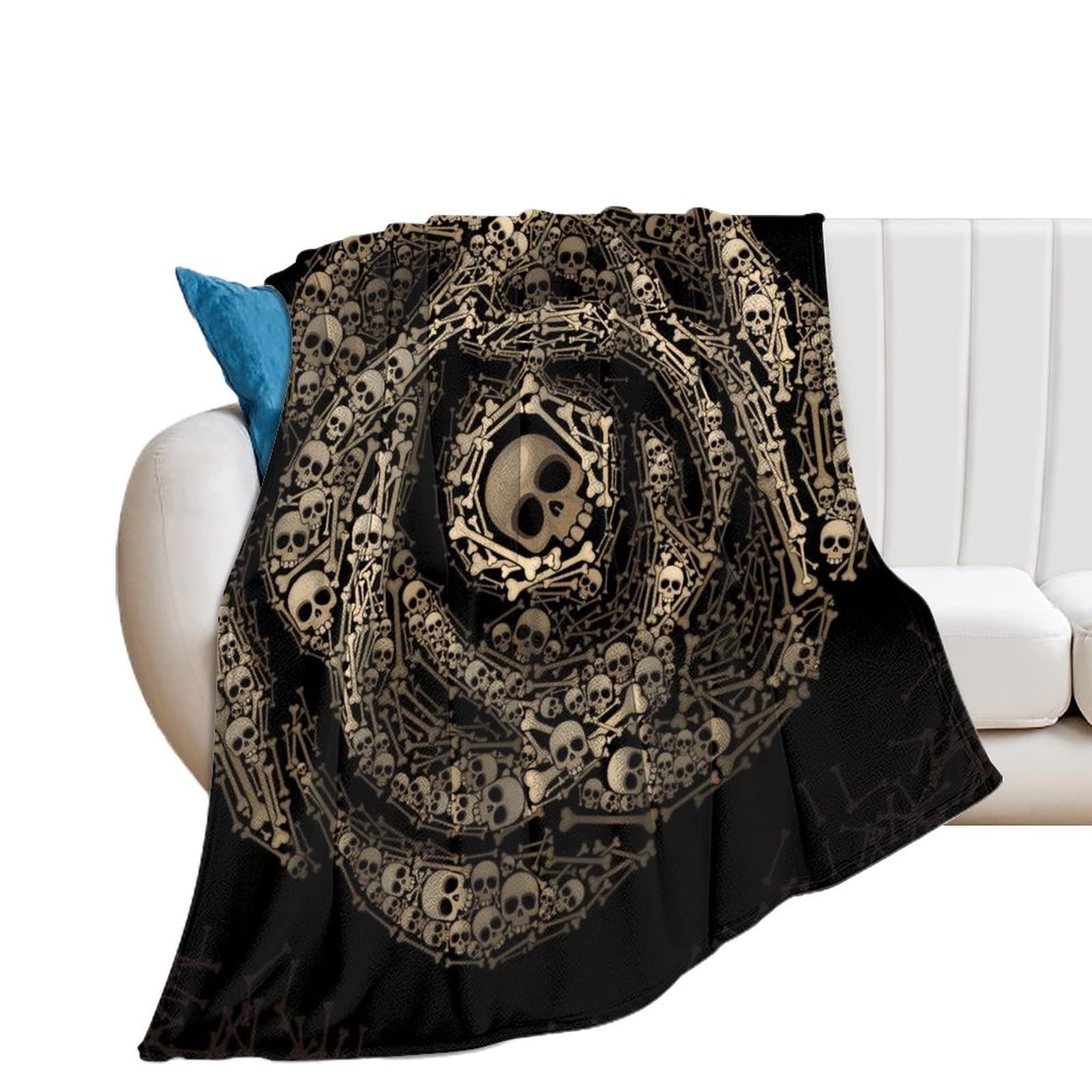Couverture polaire crâne d'or idée cadeau originale pour sublimer un lit ou salon