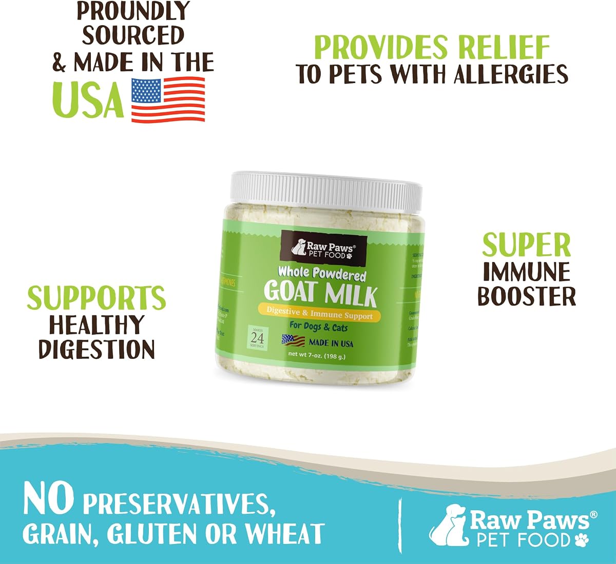 Raw Paws Goat Milk Powder & Bone Broth for Dogs and Cats Bundle