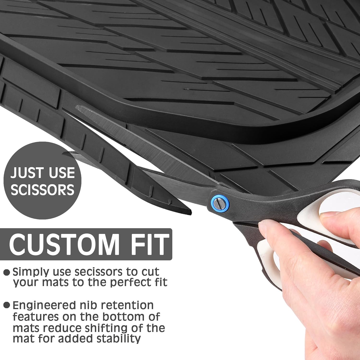 CAR PASS Deep Dish Floor Mats for Cars, Heavy Duty Rubber Floor Mats with Trunk Cargo Liner, Universal Trim-to Fit Automotive Floor mats for Truck Van SUV Waterproof All Weather Car Mats Solid Black - Image 7