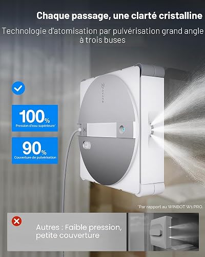 ECOVACS WINBOT W3 Omni Robot Window Cleaner with Auto Pad Washing & Multi-Functional Station, 8000Pa Suction, Intelligent Cleaning with Triple Nozzle Water Sprayer, 12-Level Protection - 4