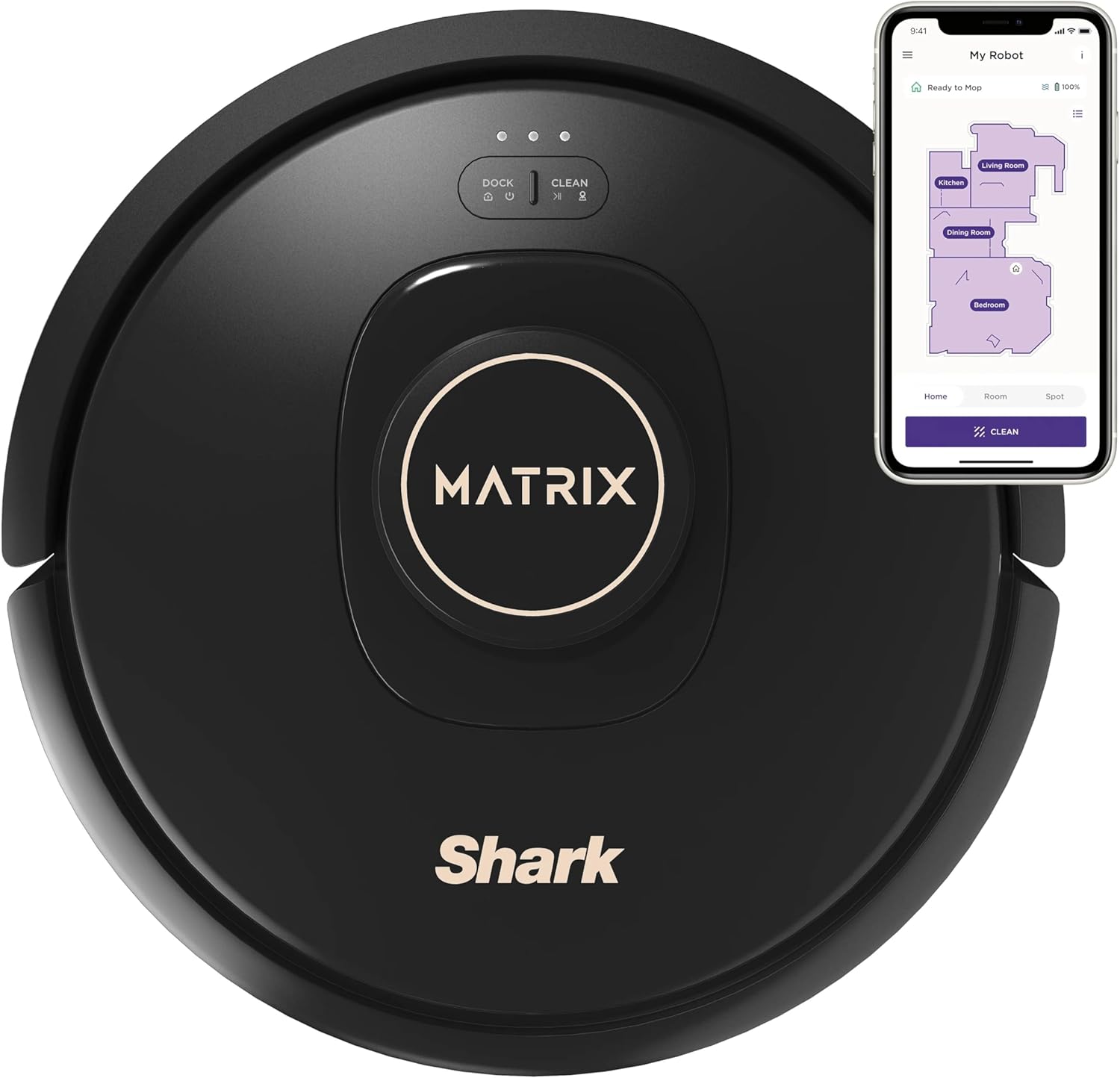Shark Matrix Robot Vacuum, Carpets & Hard Floors, Pet Friendly, Matrix Clean, Precision Home Mapping, AV2310 (Renewed)