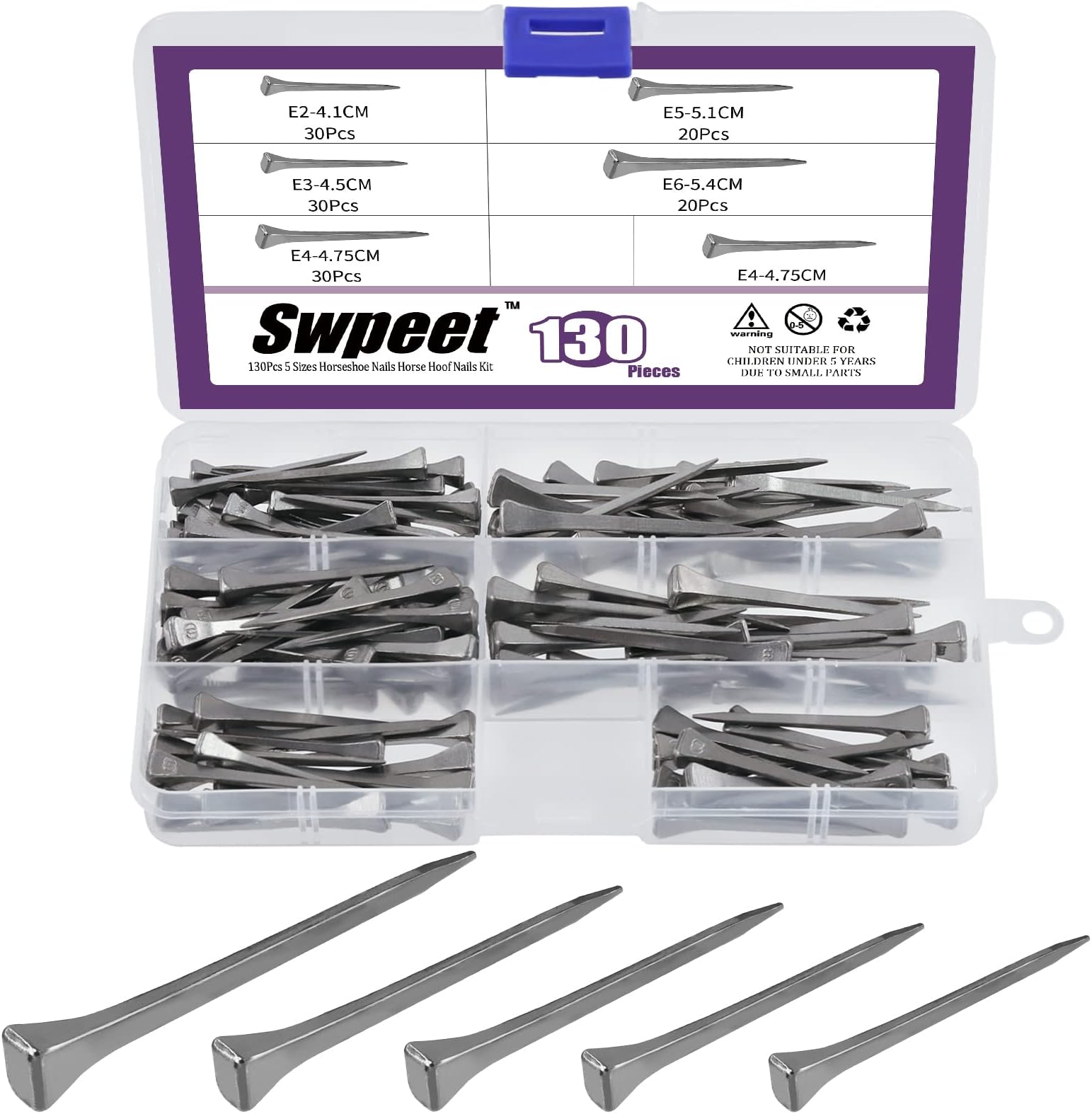 DZS Elec 100pcs Steel 2 Inches E5 Horseshoe Nail Stainless