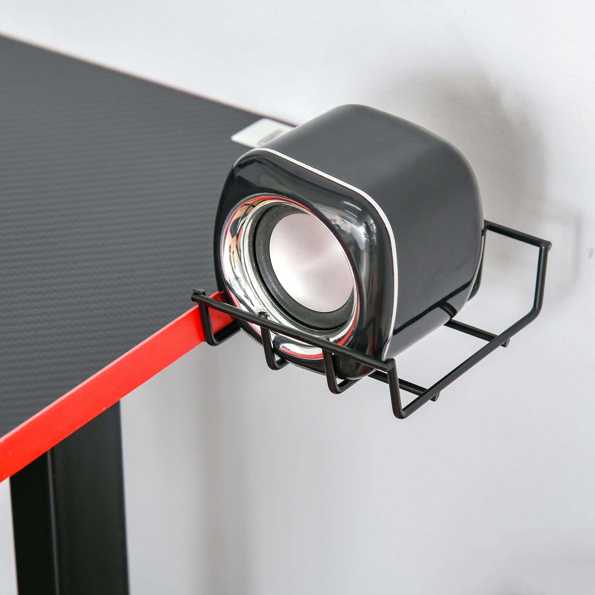 HOMCOM Bureau Gaming Racing Bureau Gamer Supports Casque Métal Rouge Noir