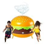 Barn leker med stor hamburgare badleksak i poolen.